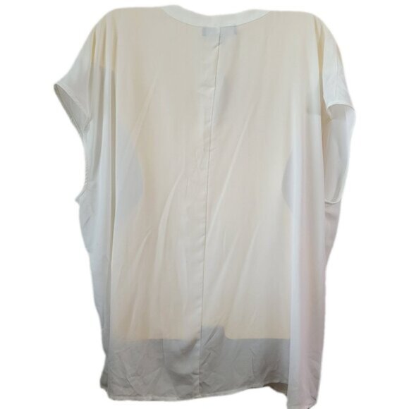 NEW Eloquii sz 22 White Blouse Button up notch hidden placket cap sleeves NWT - Picture 3 of 13